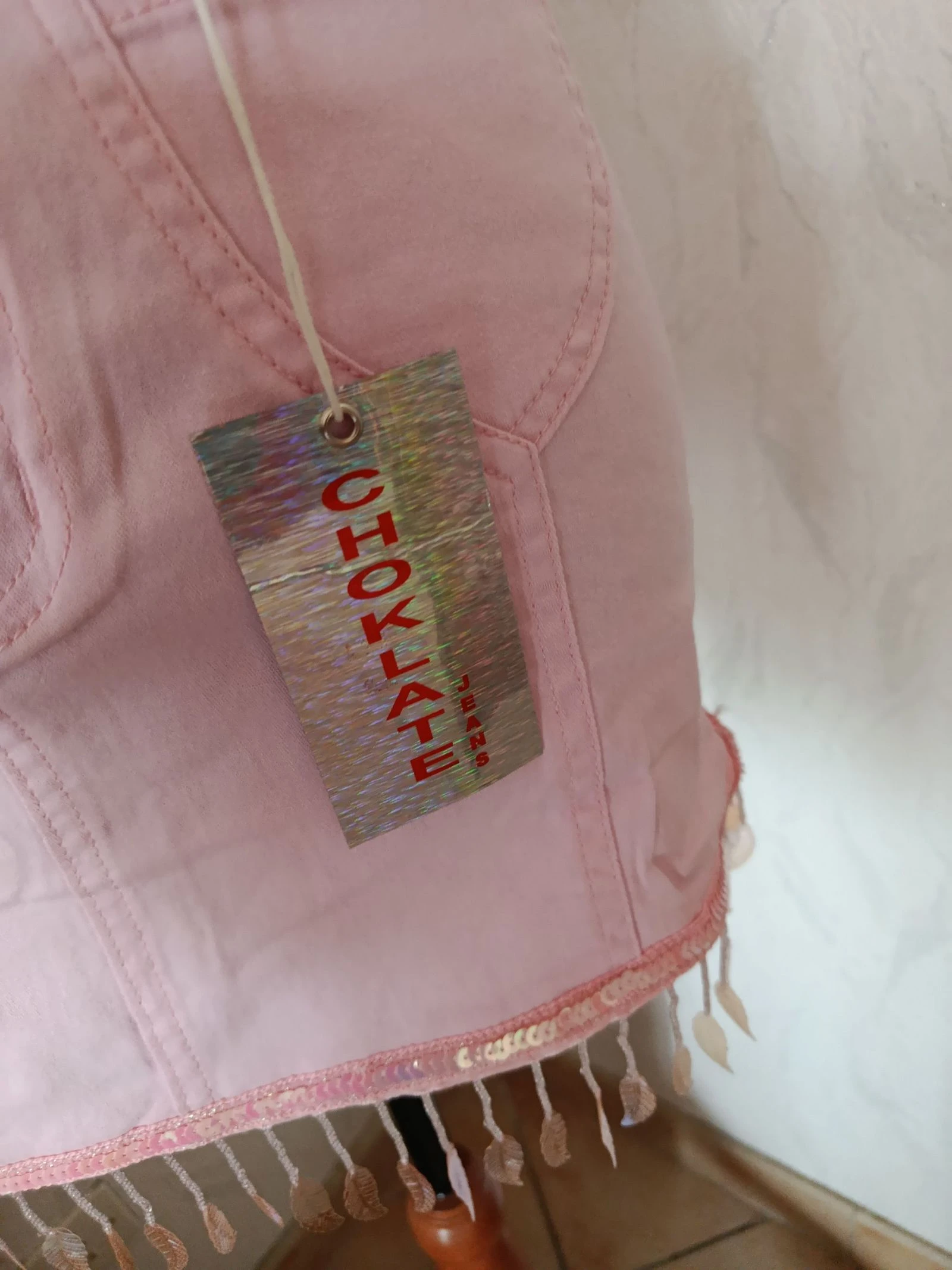 Mini saia jeans rosa – photo 4